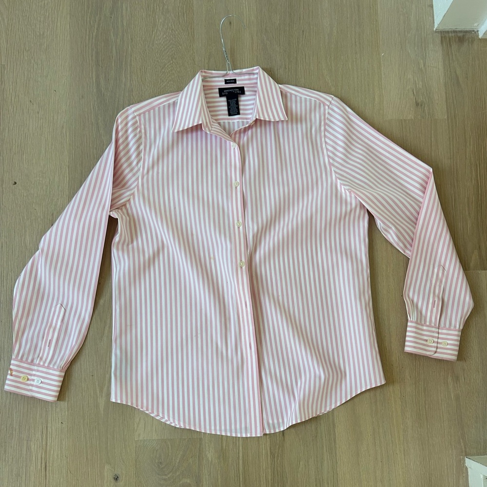 Pink striped business blouse! Size medium.